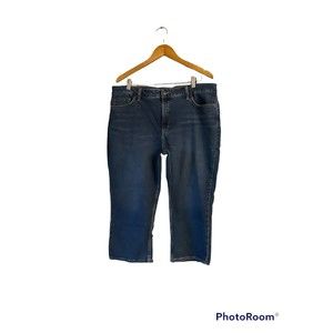 Lee Regular Fit Capri Mid Rise Women's Denim Blue Jeans Size 20M Dark Wash